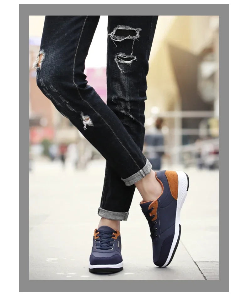 YRZL Men’s Waterproof Sneakers – Leather Walking & Sports Shoes
