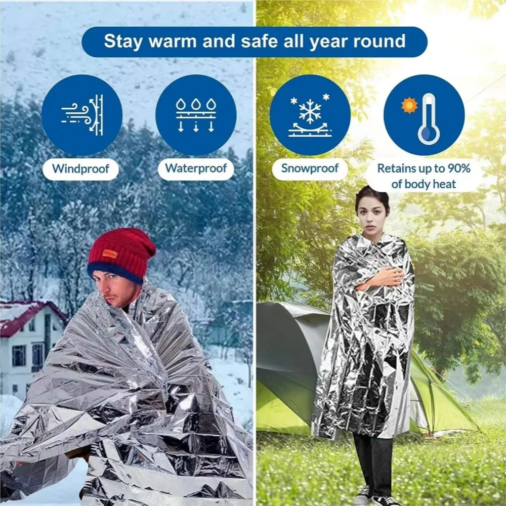 Emergency Survival Blanket – Waterproof & Windproof Thermal Foil Blanket