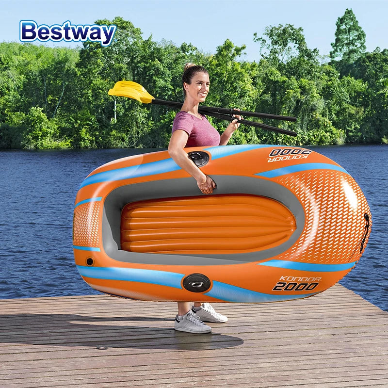 Bestway Inflatable Kayak – Heavy Duty PVC Rafting Boat for 1–3 Persons