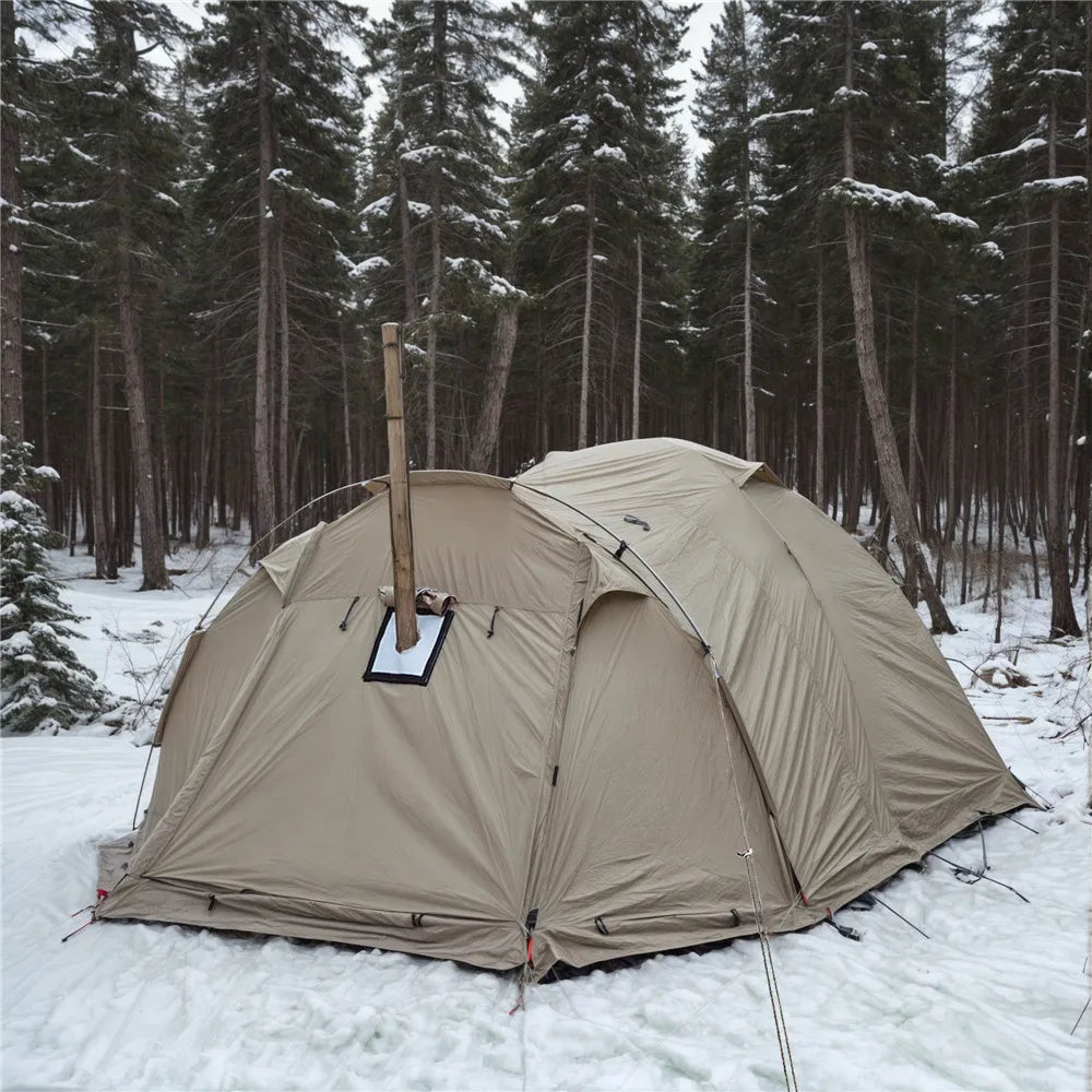 2-Person Fireproof Winter Tent – Waterproof 4-Season Dome with Stove Jack