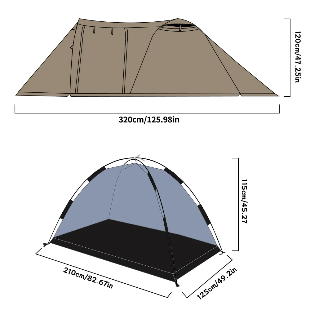 2-Person Fireproof Winter Tent – Waterproof 4-Season Dome with Stove Jack