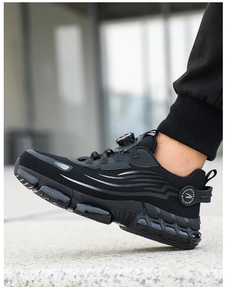 Breathable Anti-Smash Labour Shoes – Lace-Free Soft Sole Safety Footwear