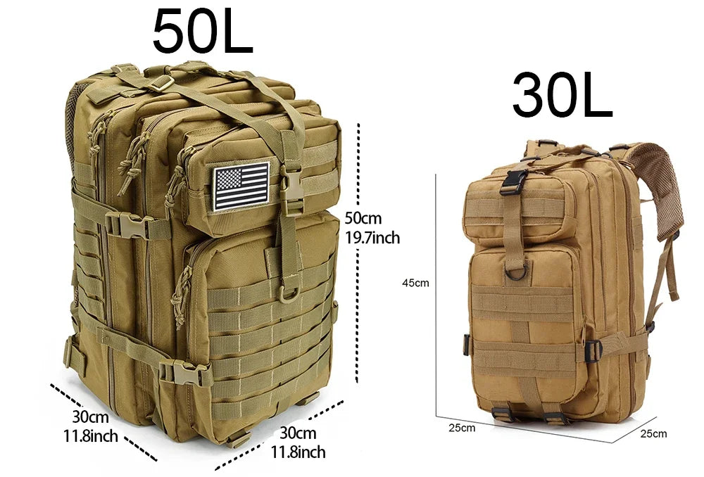 30/50L Tactical Backpack – Outdoor Survival & Hiking Molle Pack