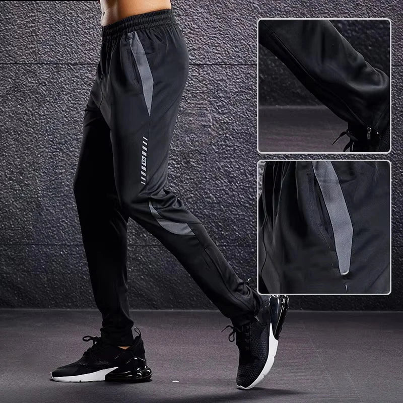 Men’s Sports Running Pants – Zipper Pocket Training Trousers