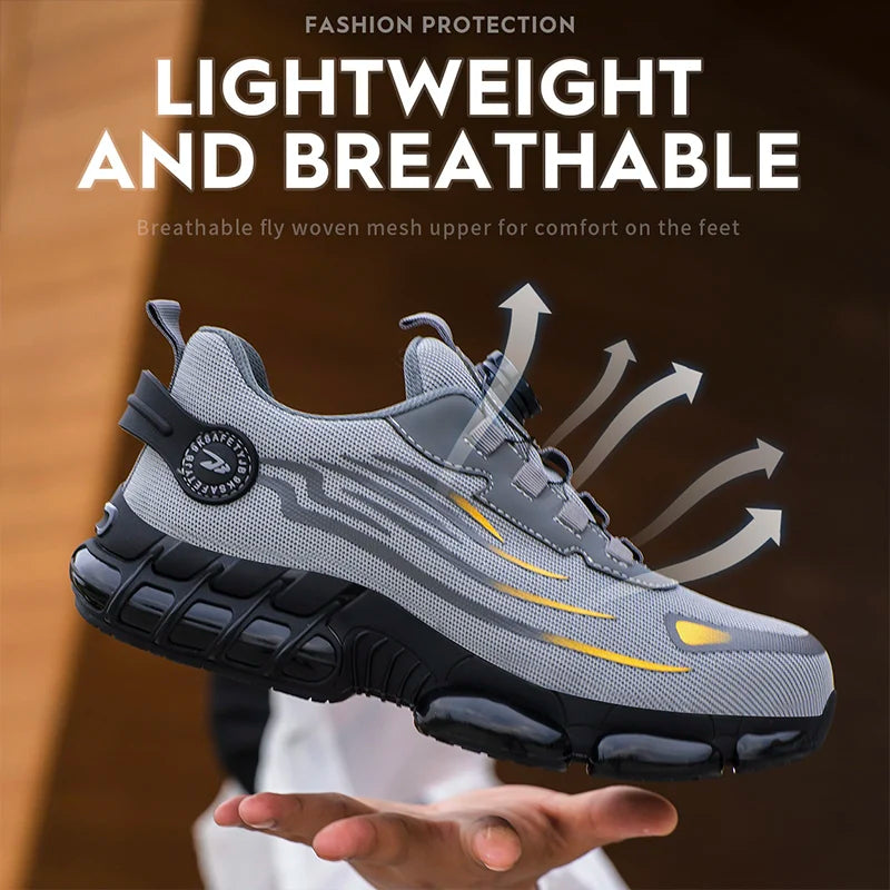 Breathable Anti-Smash Labour Shoes – Lace-Free Soft Sole Safety Footwear