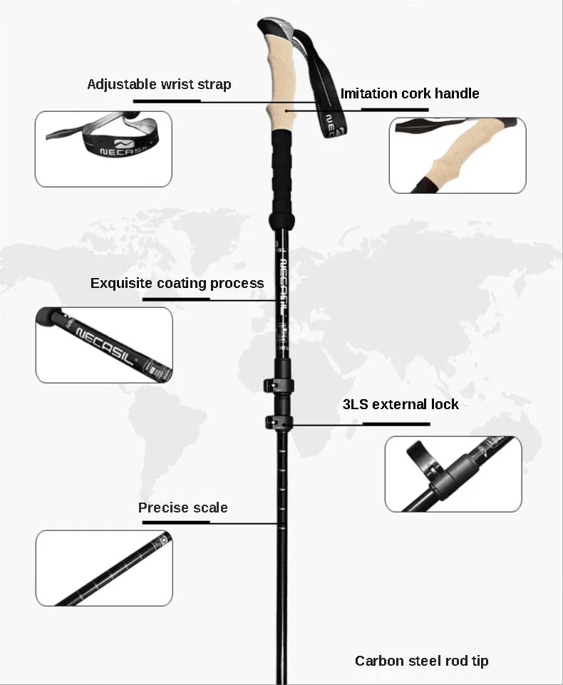 2PCS Trekking Poles – Ultralight Adjustable Hiking Walking Sticks with Quick Lock