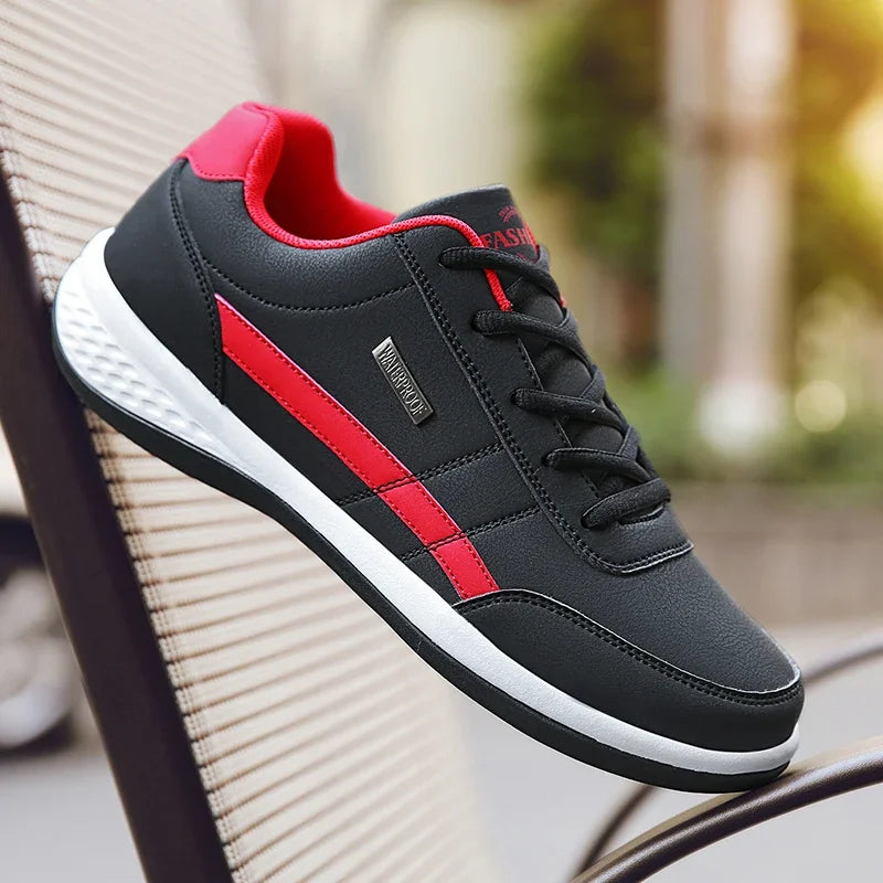 MAEDEF Men’s Leather Sneakers – Waterproof Casual Lace-Up Shoes