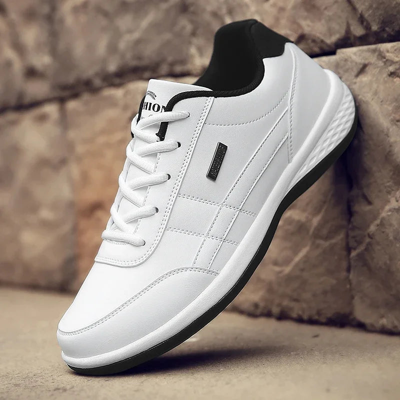 MAEDEF Men’s Leather Sneakers – Waterproof Casual Lace-Up Shoes