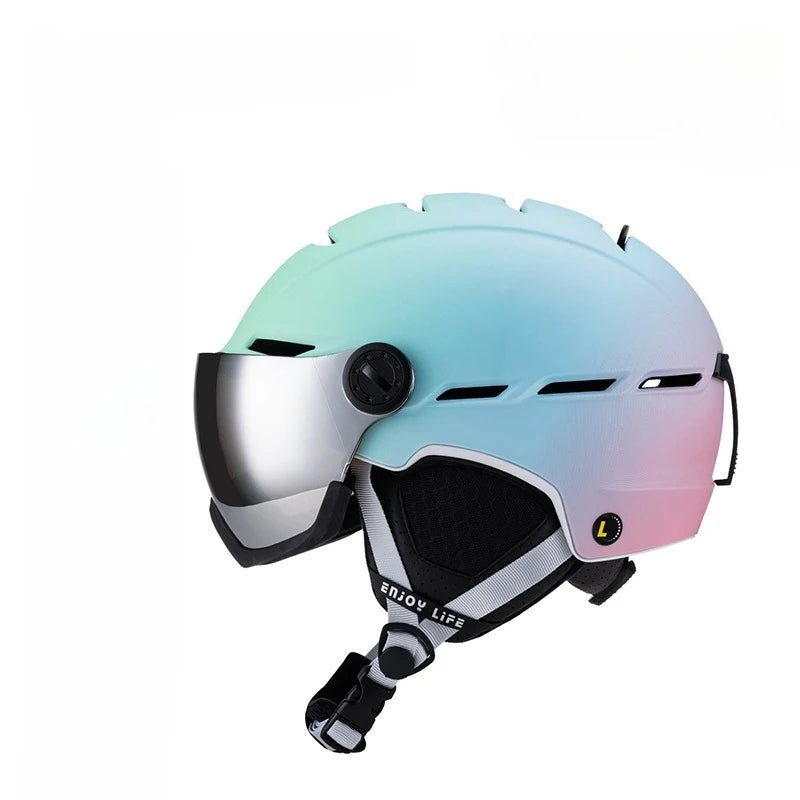 Eastinear Ski Helmet with Integrated Snow Glasses – Half-Cover Safety Helmet for Men & Women