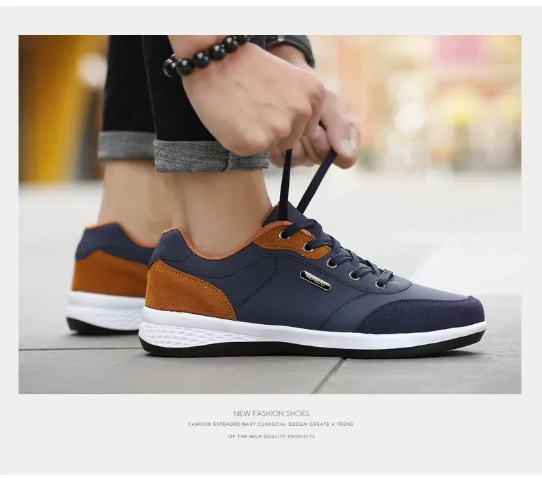 YRZL Men’s Waterproof Sneakers – Leather Walking & Sports Shoes