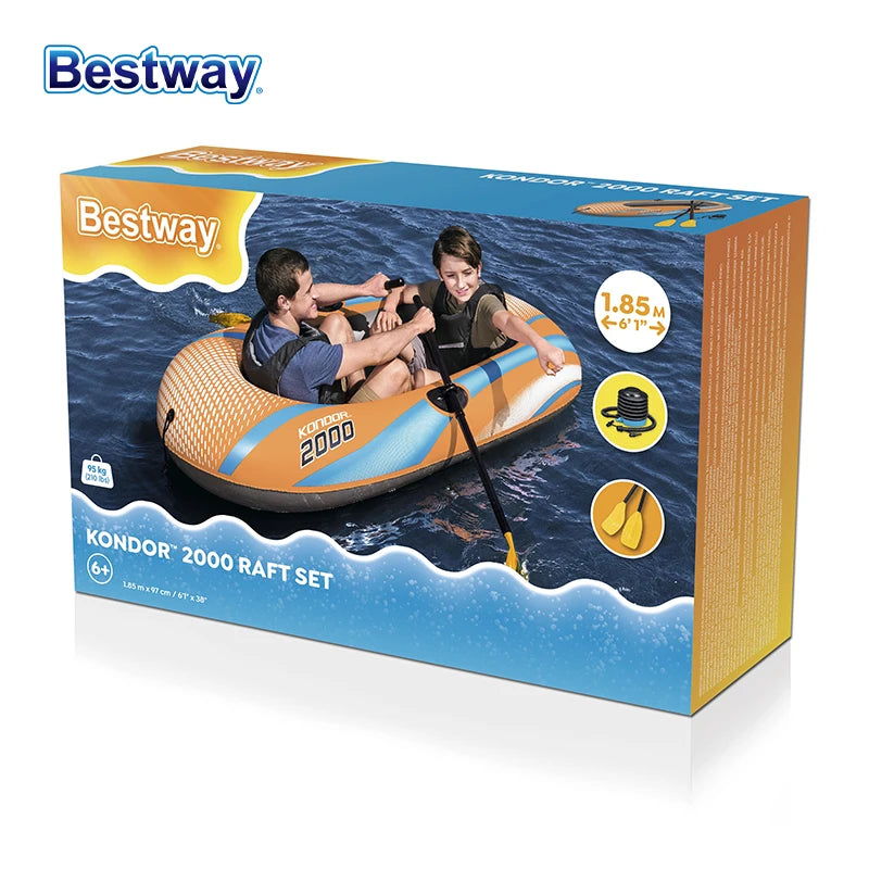 Bestway Inflatable Kayak – Heavy Duty PVC Rafting Boat for 1–3 Persons