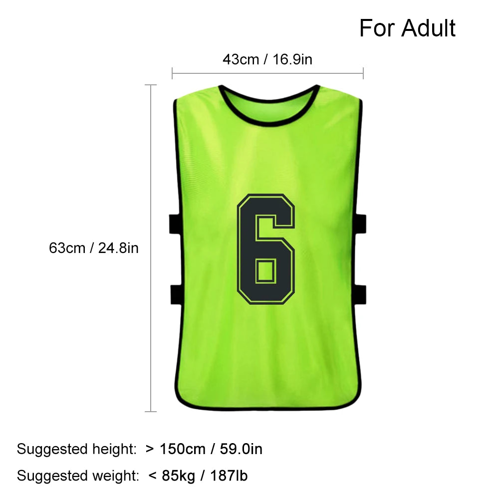 6/12PCS Kids’ Sports Pinnies – Quick-Dry Training Jerseys