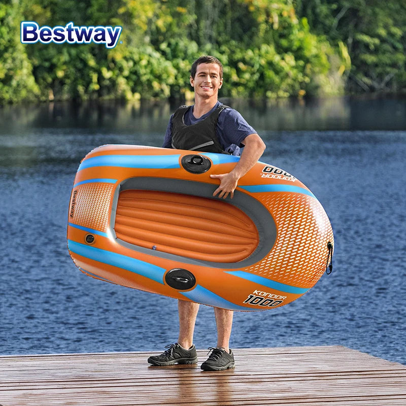 Bestway Inflatable Kayak – Heavy Duty PVC Rafting Boat for 1–3 Persons