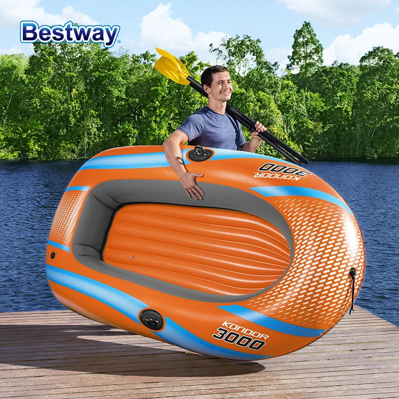 Bestway Inflatable Kayak – Heavy Duty PVC Rafting Boat for 1–3 Persons