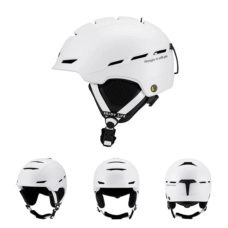 Eastinear Ski Helmet with Integrated Snow Glasses – Half-Cover Safety Helmet for Men & Women