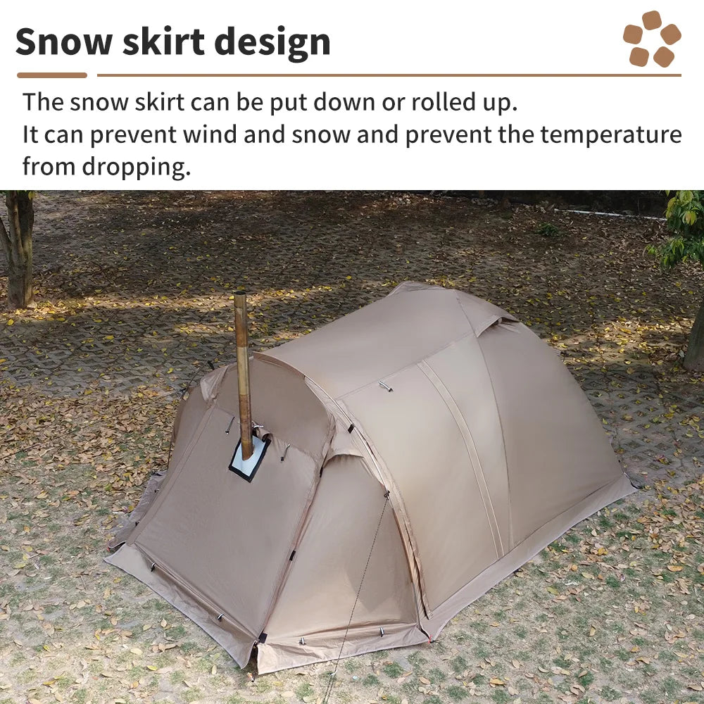 2-Person Fireproof Winter Tent – Waterproof 4-Season Dome with Stove Jack