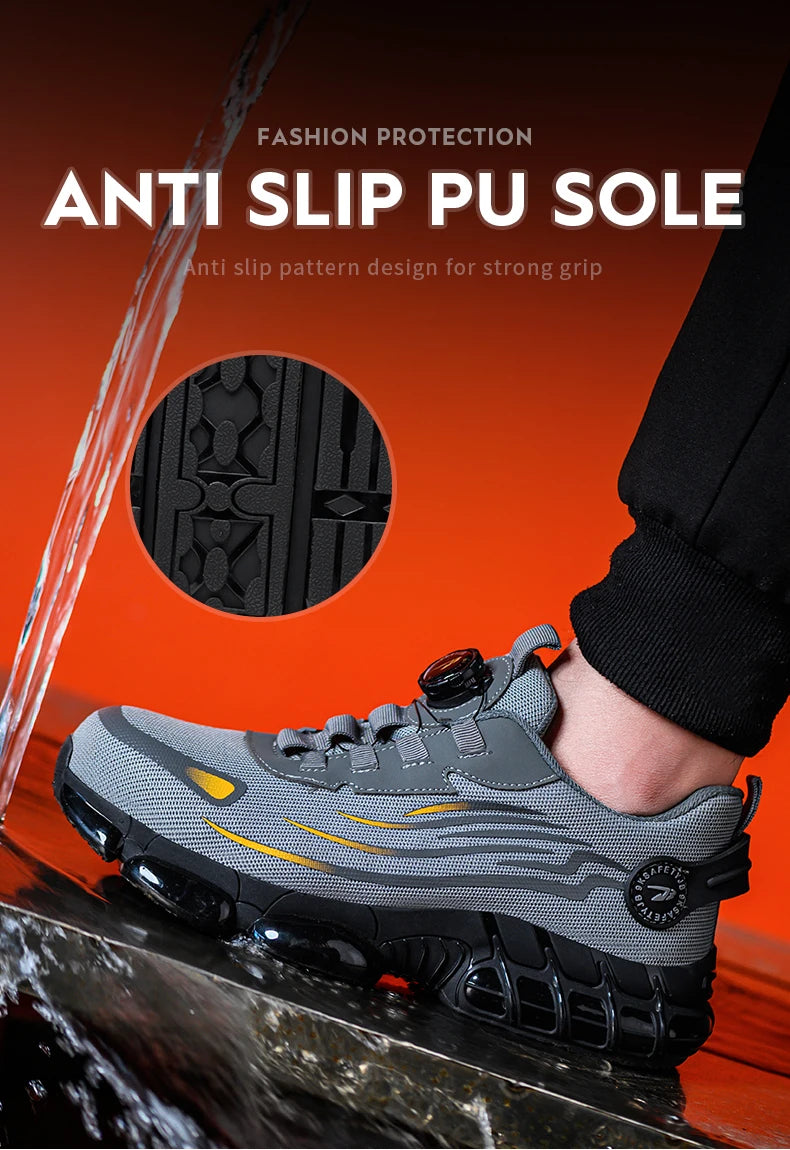 Breathable Anti-Smash Labour Shoes – Lace-Free Soft Sole Safety Footwear
