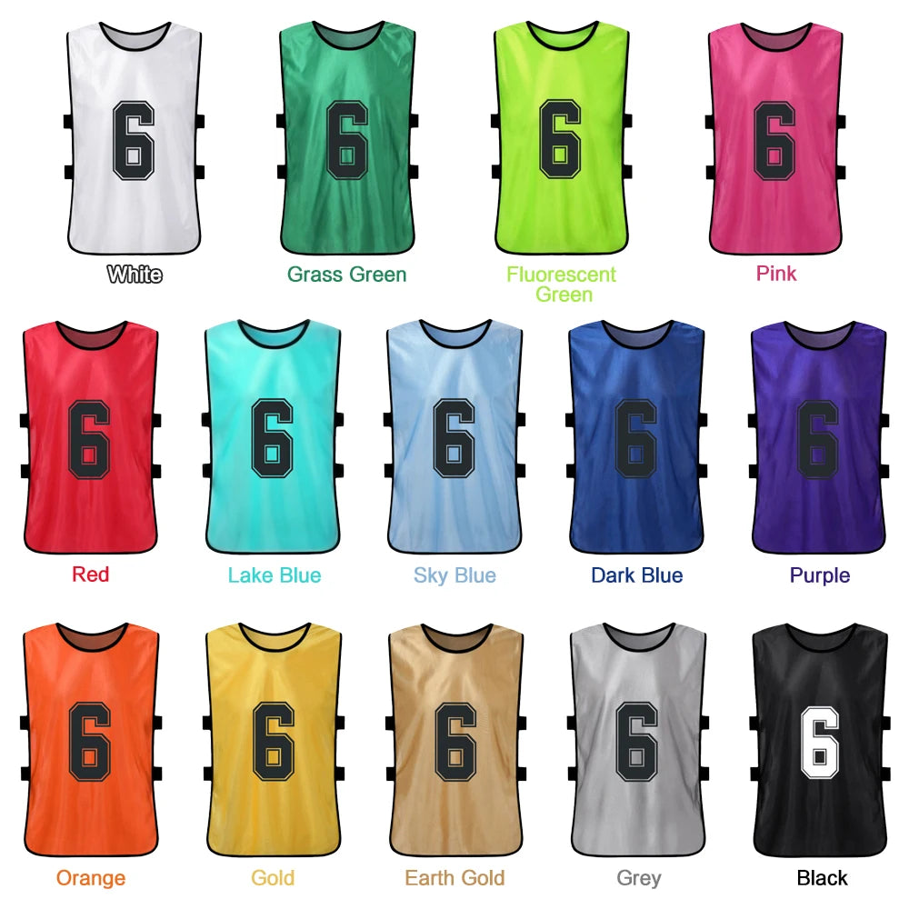 6/12PCS Kids’ Sports Pinnies – Quick-Dry Training Jerseys
