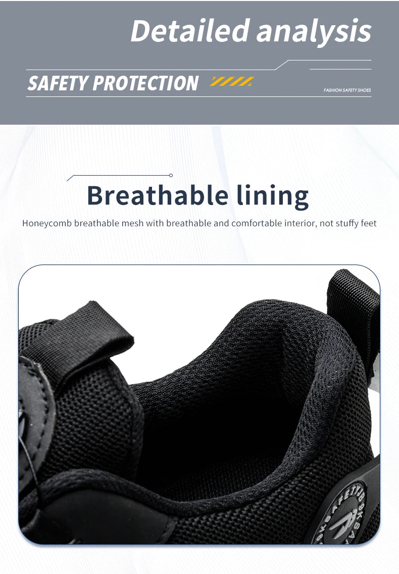 Breathable Anti-Smash Labour Shoes – Lace-Free Soft Sole Safety Footwear