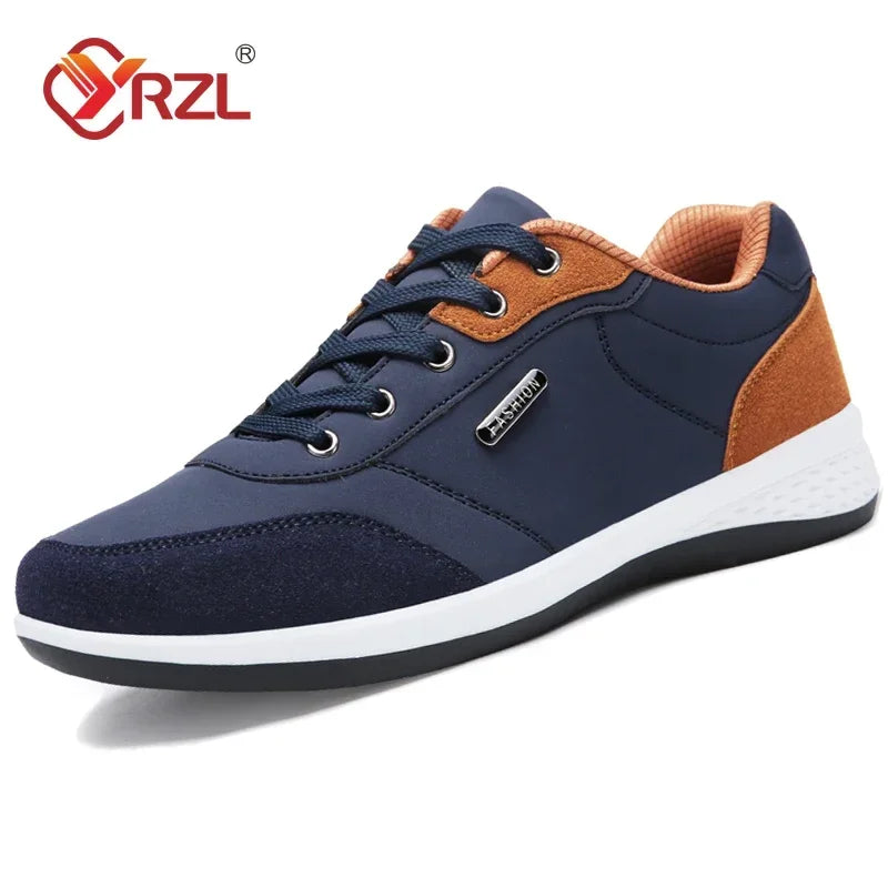 YRZL Men’s Waterproof Sneakers – Leather Walking & Sports Shoes