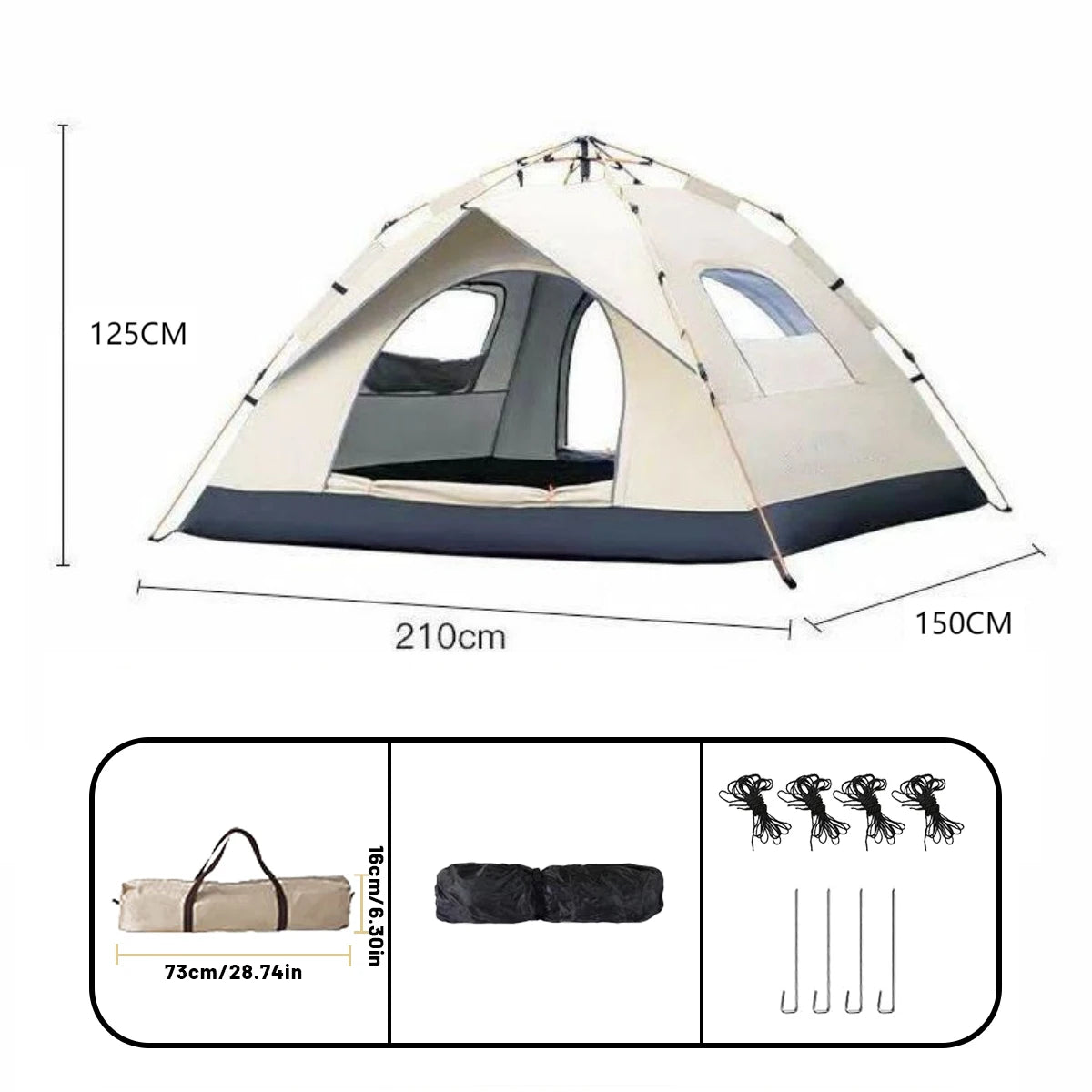 Automatic Pop-Up Outdoor Tent – Rain & Sun Protection for 4 People