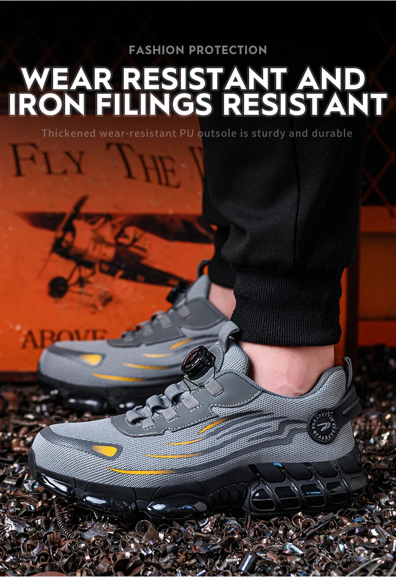 Breathable Anti-Smash Labour Shoes – Lace-Free Soft Sole Safety Footwear