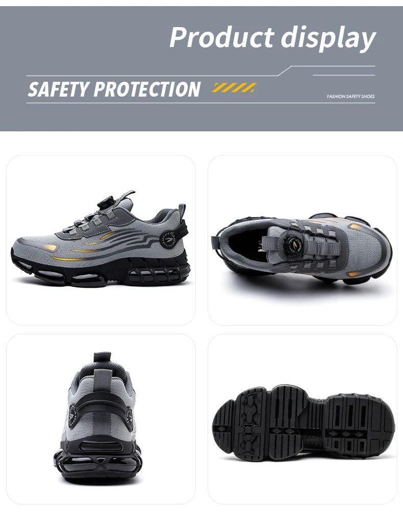Breathable Anti-Smash Labour Shoes – Lace-Free Soft Sole Safety Footwear