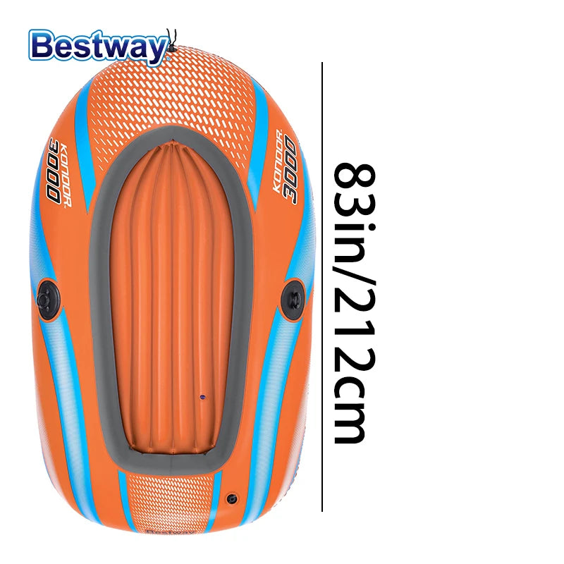 Bestway Inflatable Kayak – Heavy Duty PVC Rafting Boat for 1–3 Persons