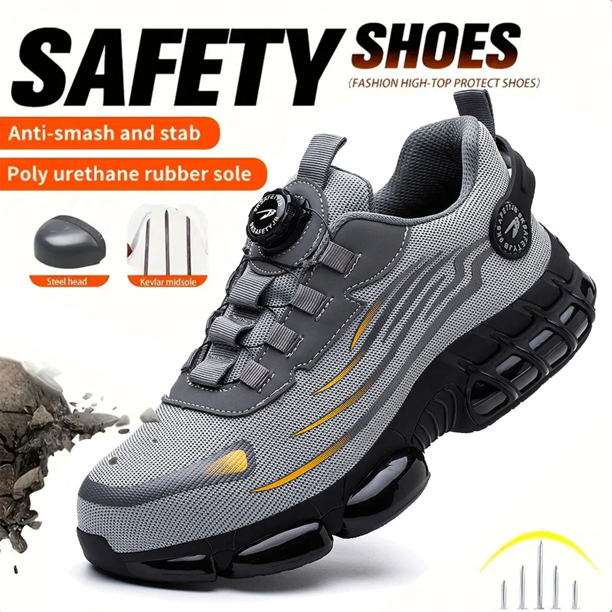 Breathable Anti-Smash Labour Shoes – Lace-Free Soft Sole Safety Footwear