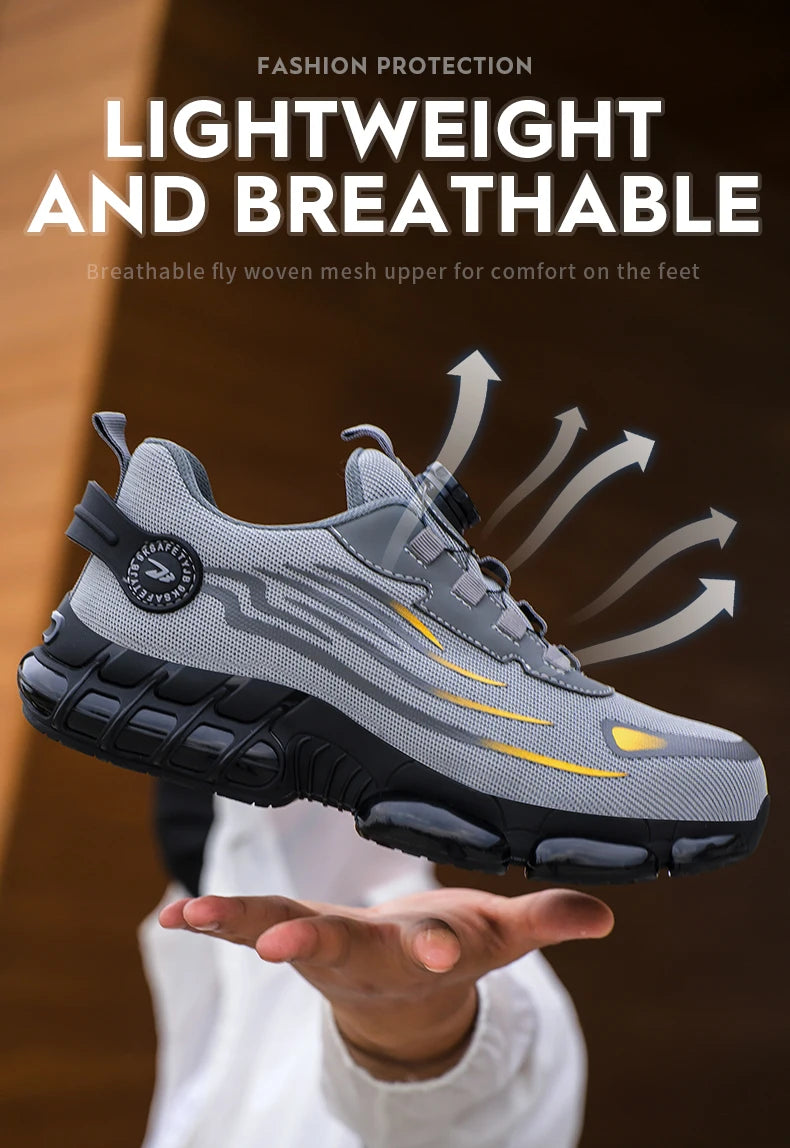 Breathable Anti-Smash Labour Shoes – Lace-Free Soft Sole Safety Footwear