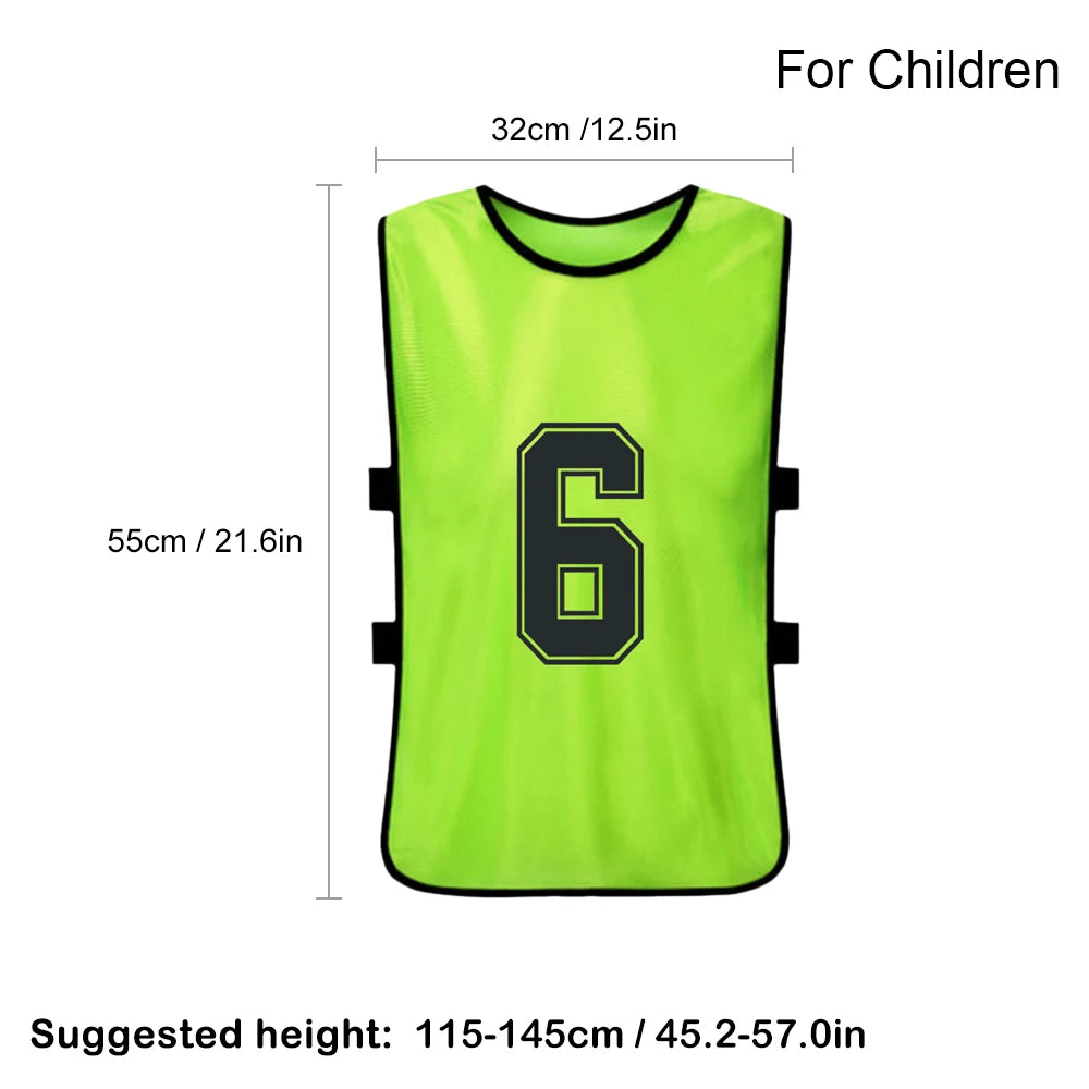 6/12PCS Kids’ Sports Pinnies – Quick-Dry Training Jerseys