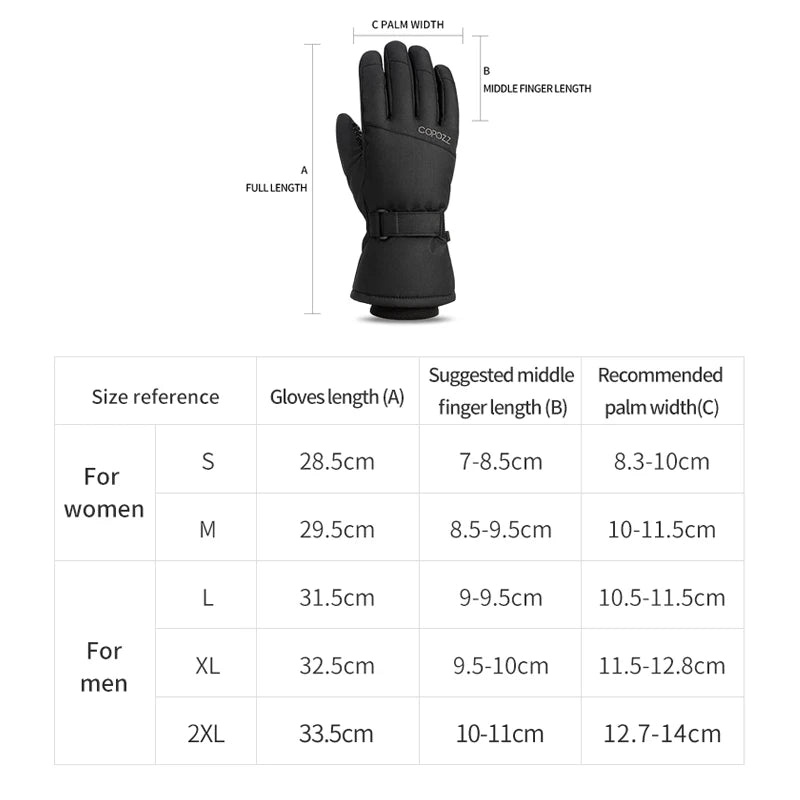 Copozz Ski & Snowboard Gloves – Waterproof Winter Gloves for Men & Women