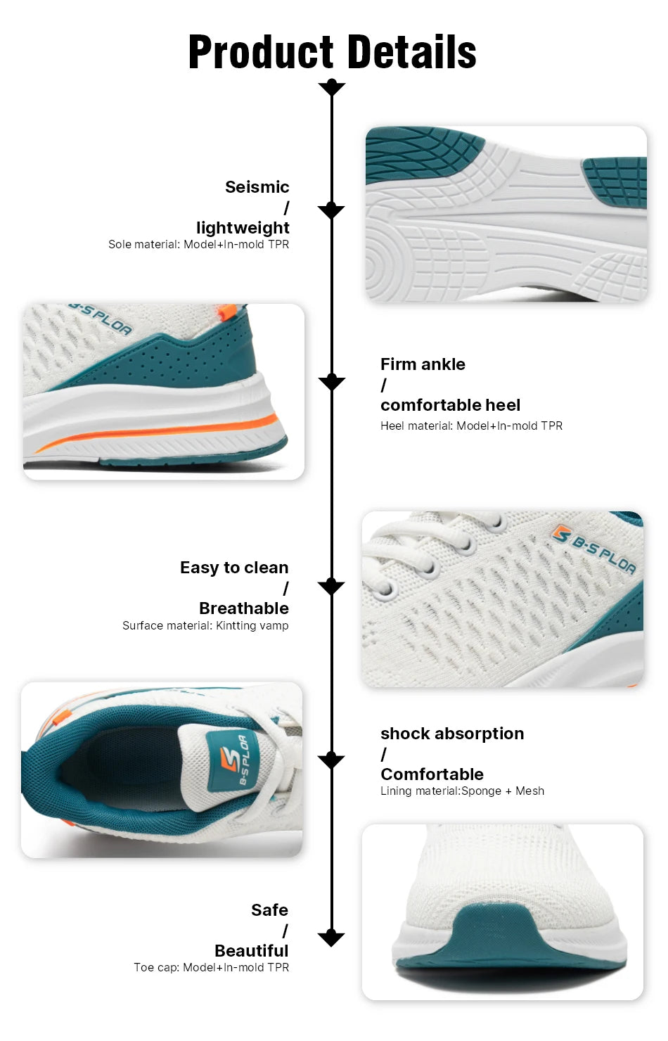 Baasploa Men’s Running Shoes – Lightweight Breathable Outdoor Sneakers