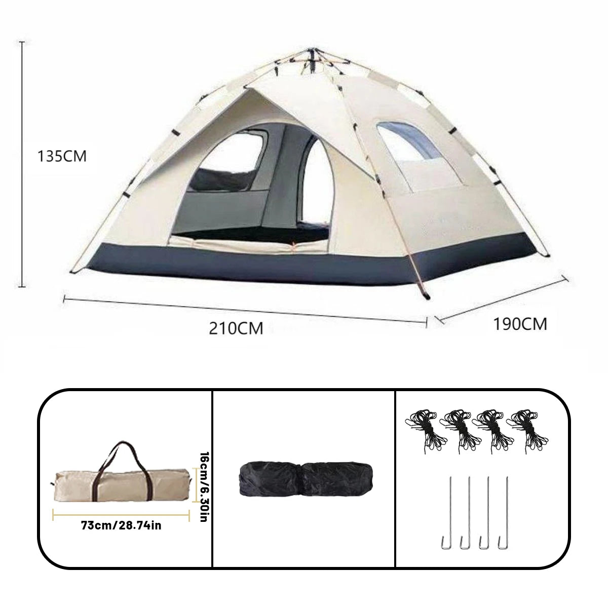 Automatic Pop-Up Outdoor Tent – Rain & Sun Protection for 4 People