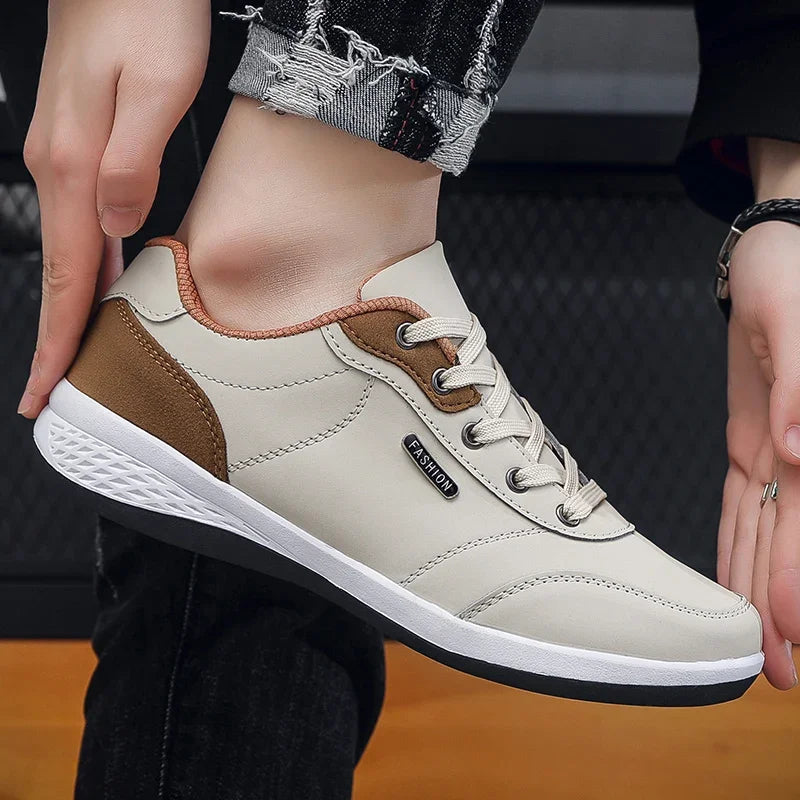 YRZL Men’s Waterproof Sneakers – Leather Walking & Sports Shoes