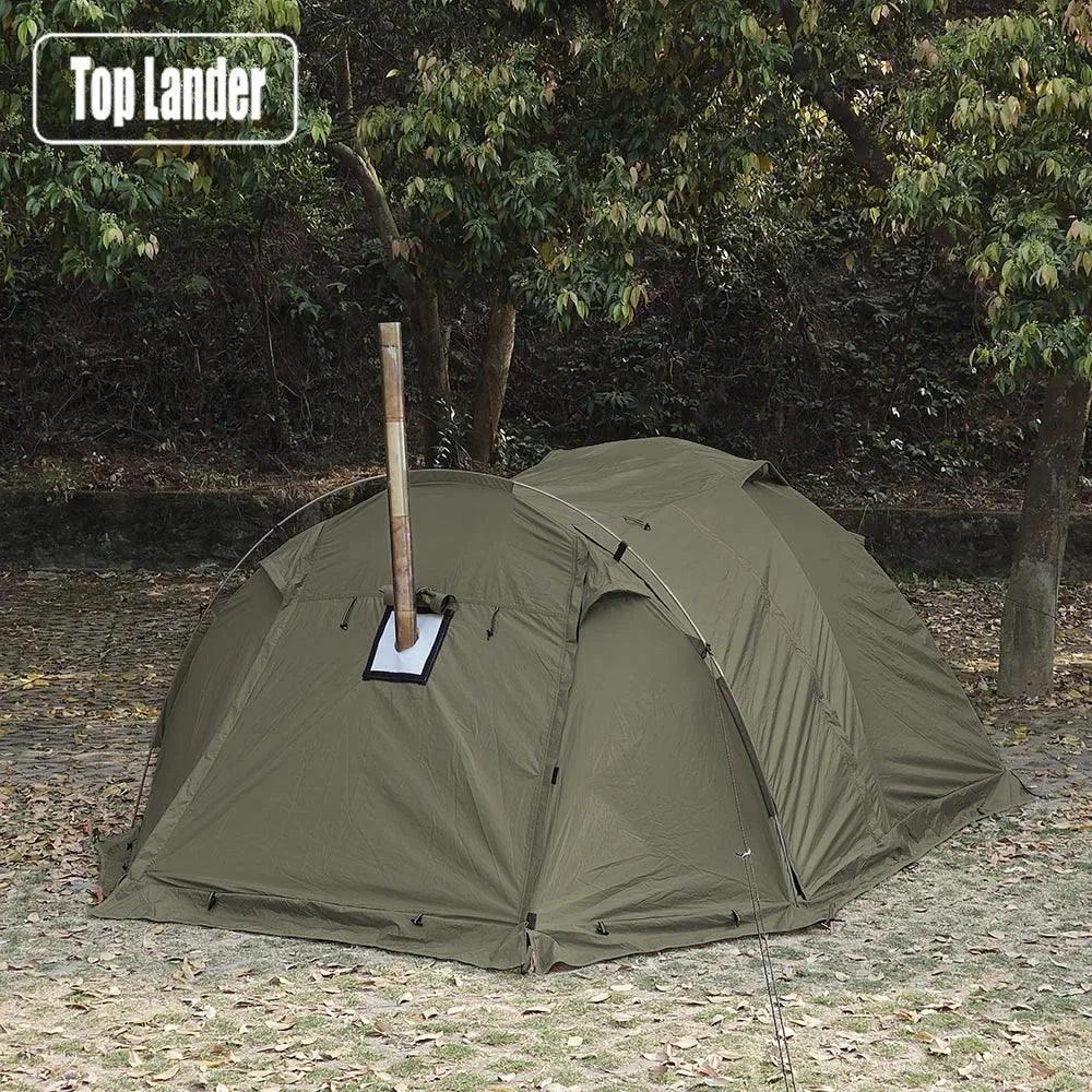2-Person Fireproof Winter Tent – Waterproof 4-Season Dome with Stove Jack