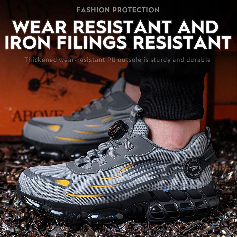 Breathable Anti-Smash Labour Shoes – Lace-Free Soft Sole Safety Footwear