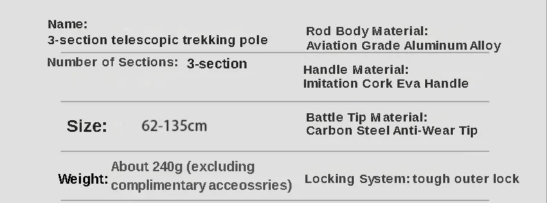 2PCS Trekking Poles – Ultralight Adjustable Hiking Walking Sticks with Quick Lock