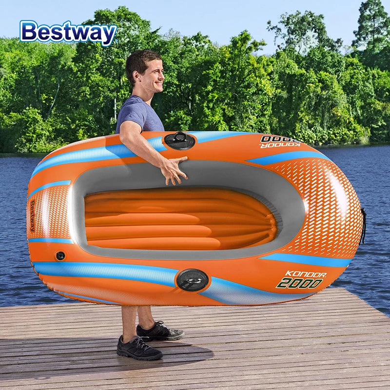 Bestway Inflatable Kayak – Heavy Duty PVC Rafting Boat for 1–3 Persons