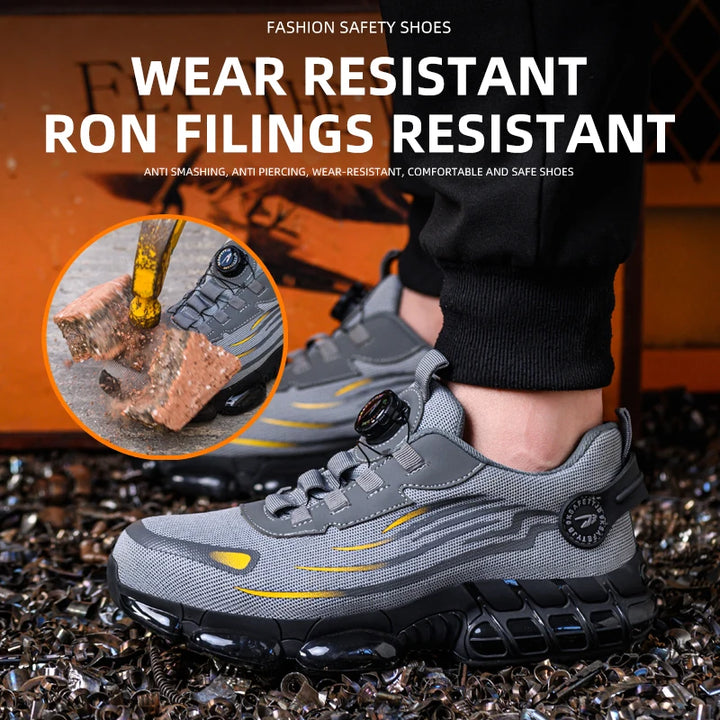 Breathable Anti-Smash Labour Shoes – Lace-Free Soft Sole Safety Footwear