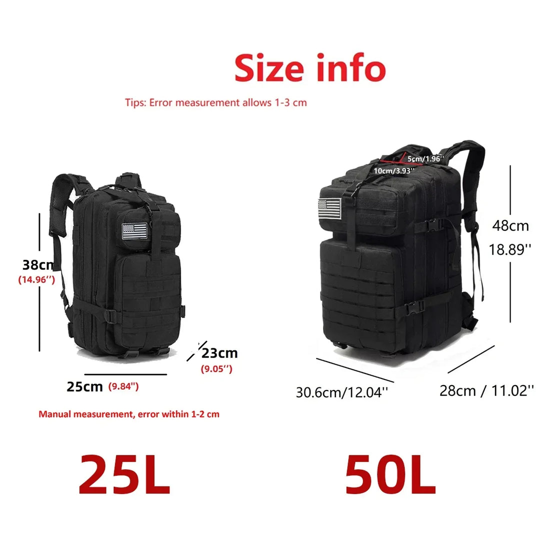 Tactical Nylon Backpack – 25L/50L Waterproof Outdoor Rucksack