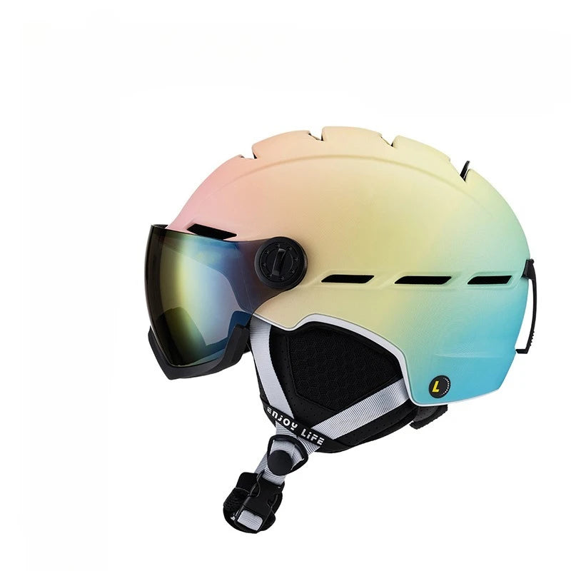 Eastinear Ski Helmet with Integrated Snow Glasses – Half-Cover Safety Helmet for Men & Women