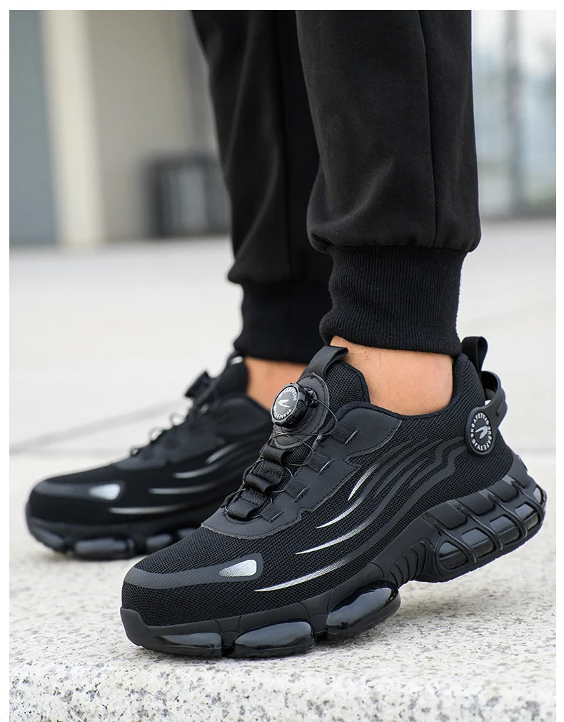 Breathable Anti-Smash Labour Shoes – Lace-Free Soft Sole Safety Footwear