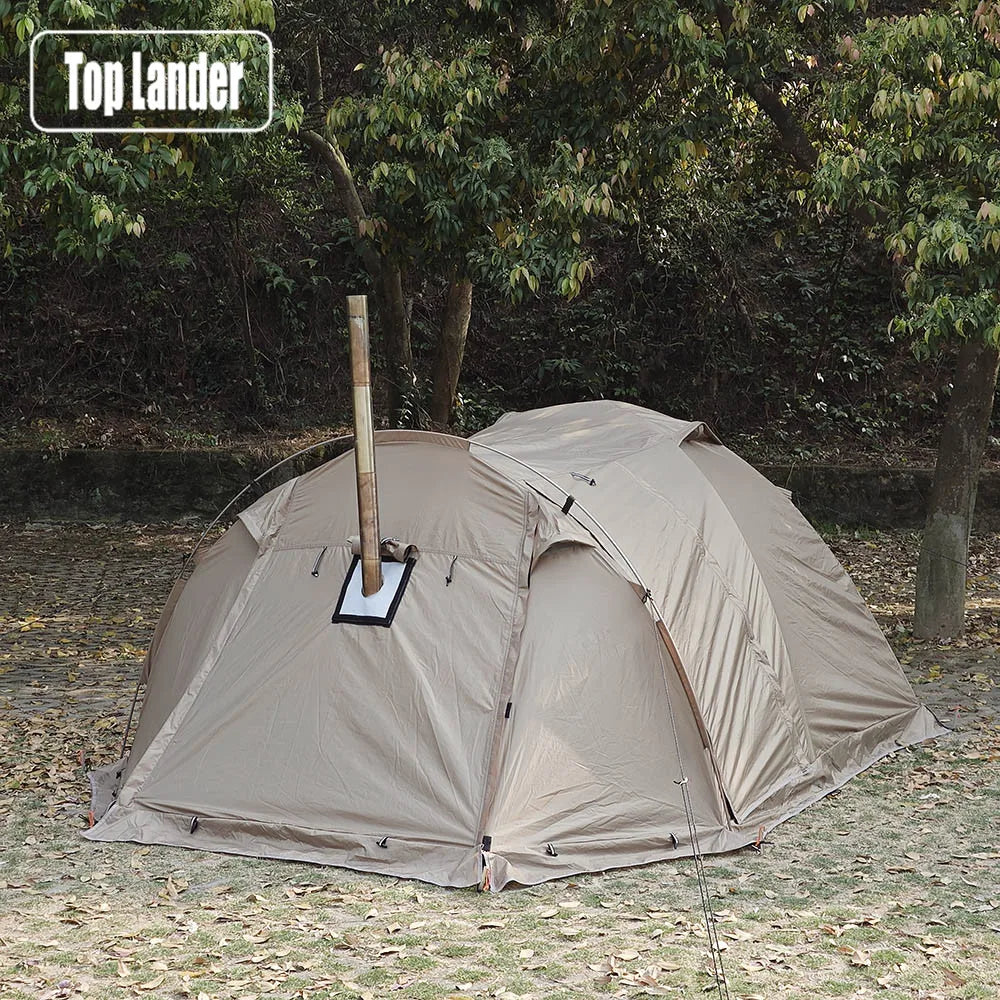 2-Person Fireproof Winter Tent – Waterproof 4-Season Dome with Stove Jack