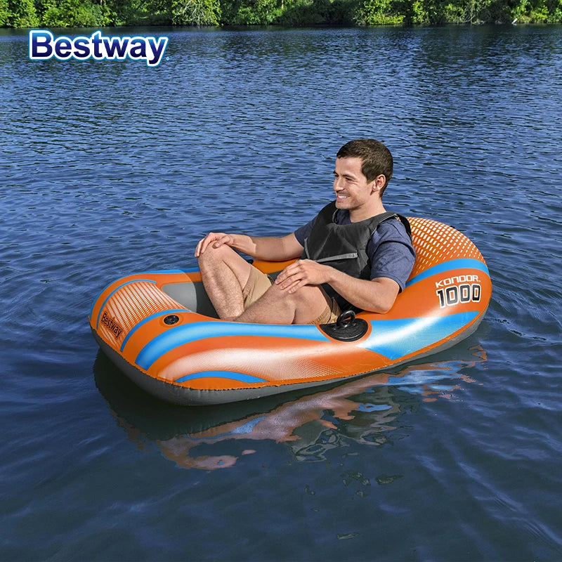 Bestway Inflatable Kayak – Heavy Duty PVC Rafting Boat for 1–3 Persons