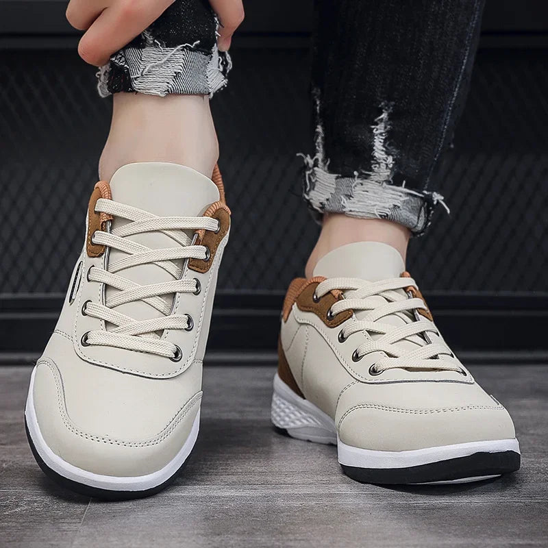 YRZL Men’s Waterproof Sneakers – Leather Walking & Sports Shoes