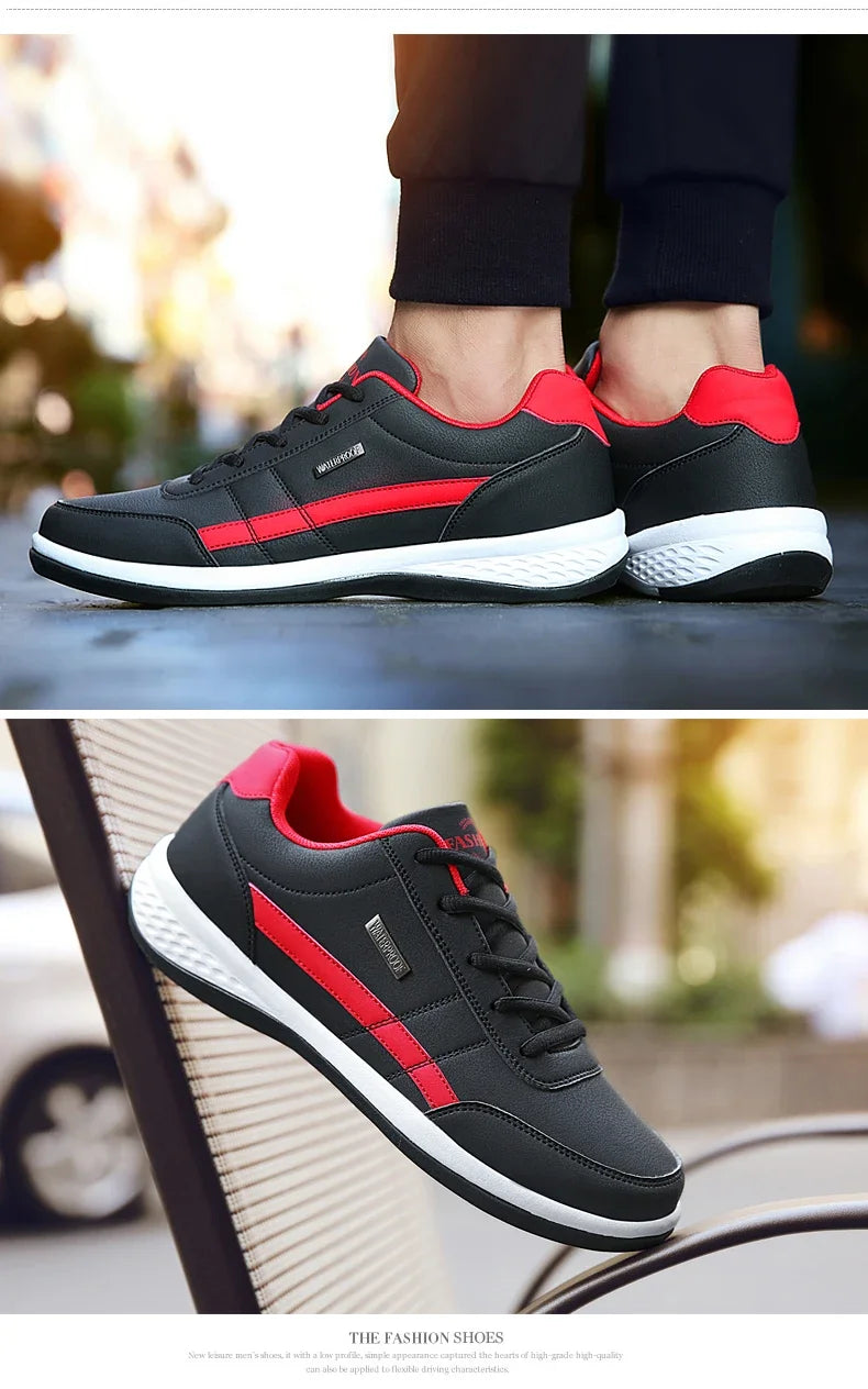 MAEDEF Men’s Leather Sneakers – Waterproof Casual Lace-Up Shoes
