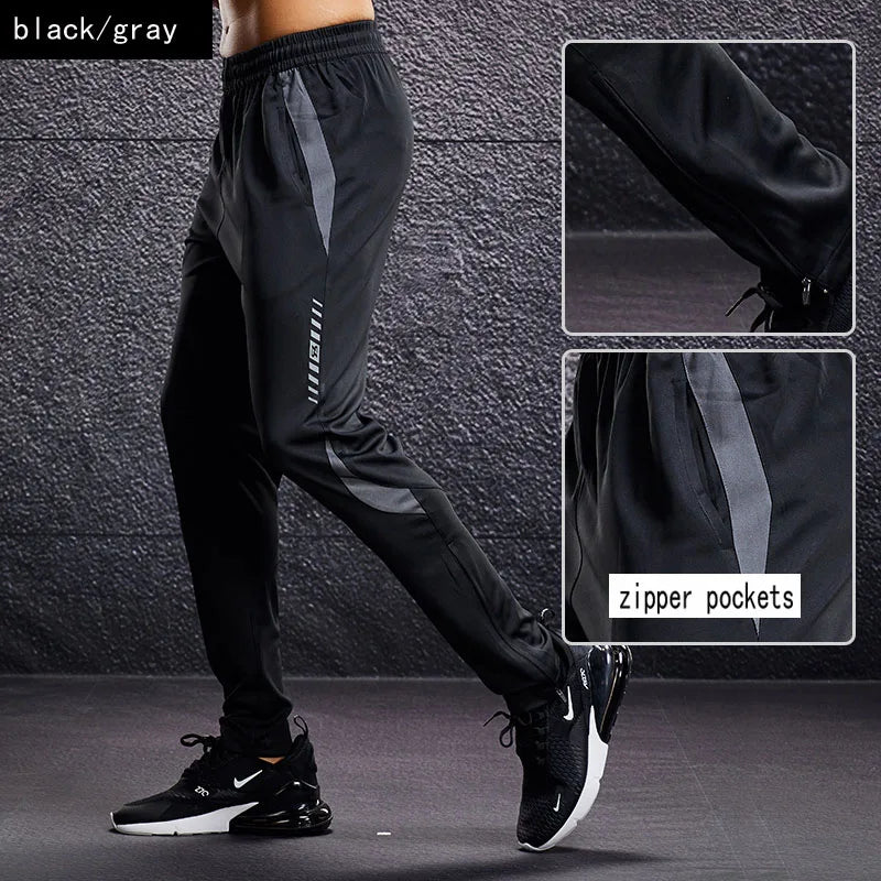 Men’s Sports Running Pants – Zipper Pocket Training Trousers
