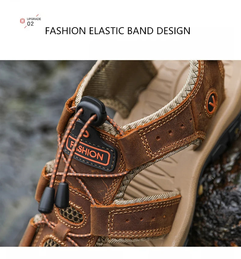Men’s Summer Leather Sandals – Casual Outdoor & Beach Shoes