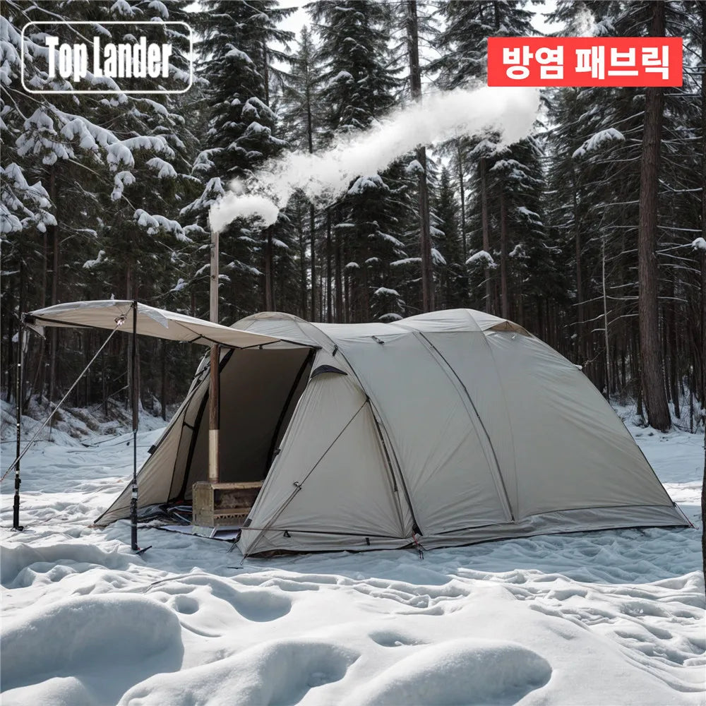 2-Person Fireproof Winter Tent – Waterproof 4-Season Dome with Stove Jack